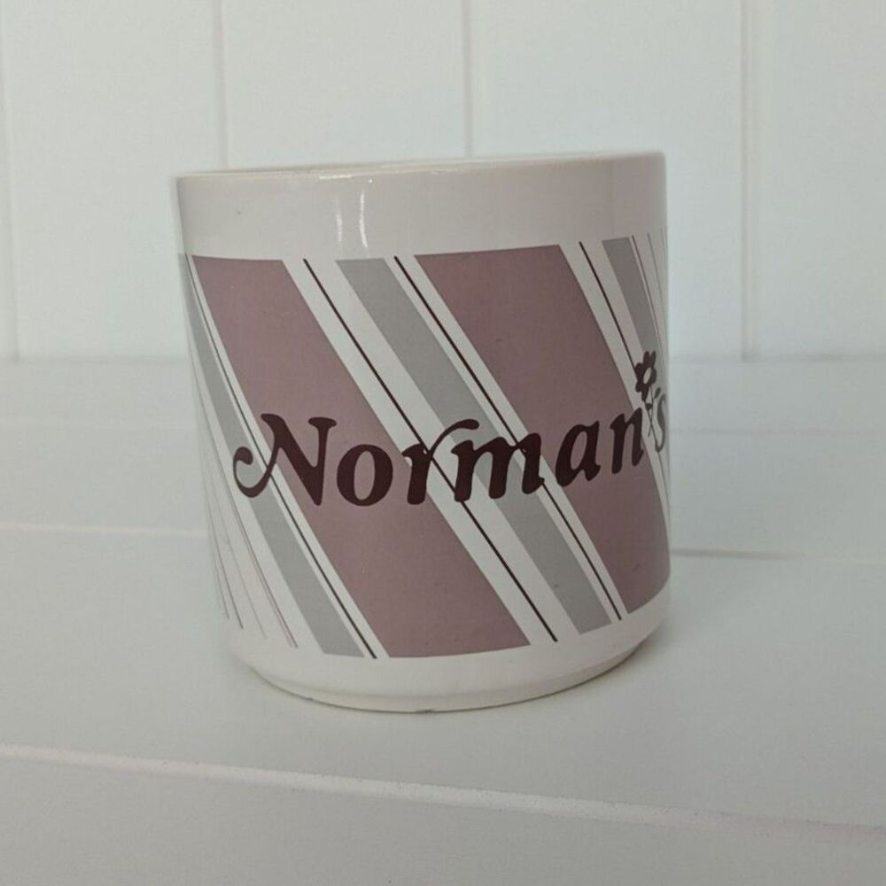 Vintage Mug - labeled "Norman's" -  Made in Brazil - White, Red, Gray
